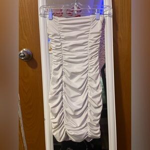 Elegant White Ruched Mini Dress